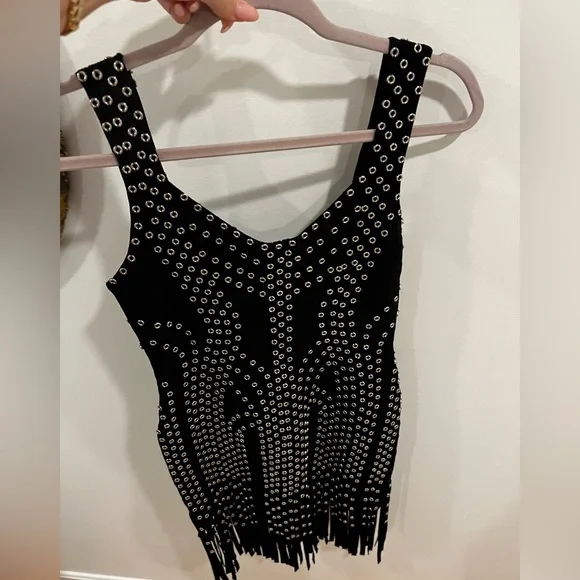 Like New Factory Legerbabe Bandage Black Dress Fringe Bottom - Picture 8 of 8